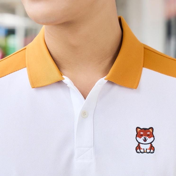 Áo polo nam cafe YODY ngực thêu chú chó đáng yêu khô nhanh chống tia UV APM5329
