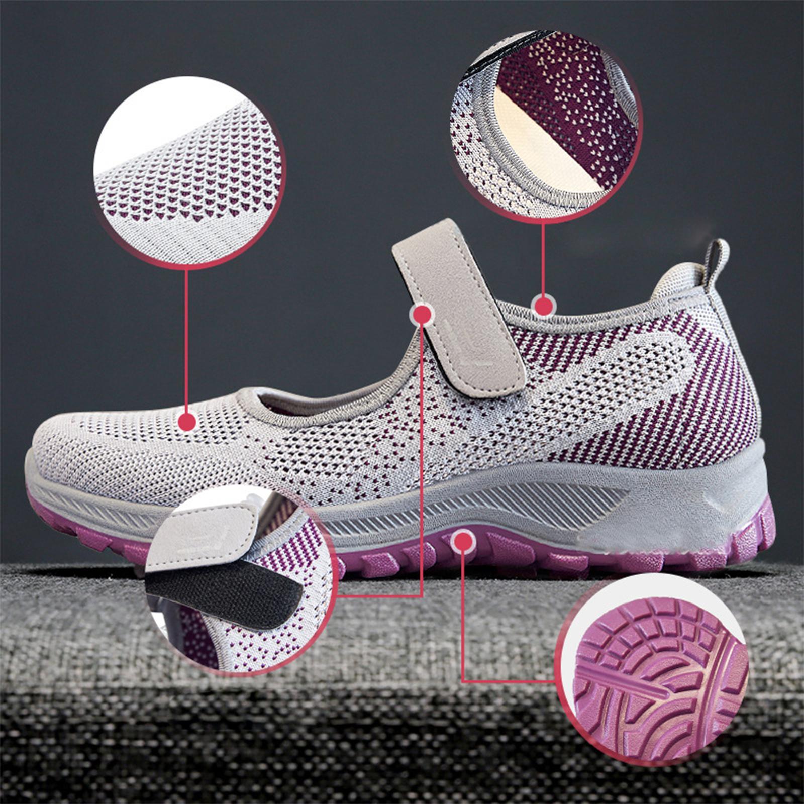 Women Elderly Mesh Sneakers Breathable Sneakers Nonslip Everyday Shoes Lightweight Flats Walking Shoe Sports Shoes for Jogging Summer Indoor