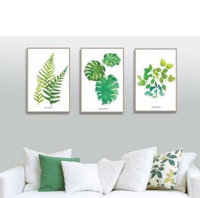 Tranh treo tường Tranh CANVAS bộ 3 hoa lá kích thước 40*50