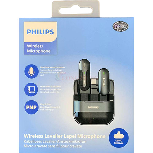 Micro không dây Wireless Lavalier Philips 1 Micro DLM9001 - Type-C - Hàng chính hãng