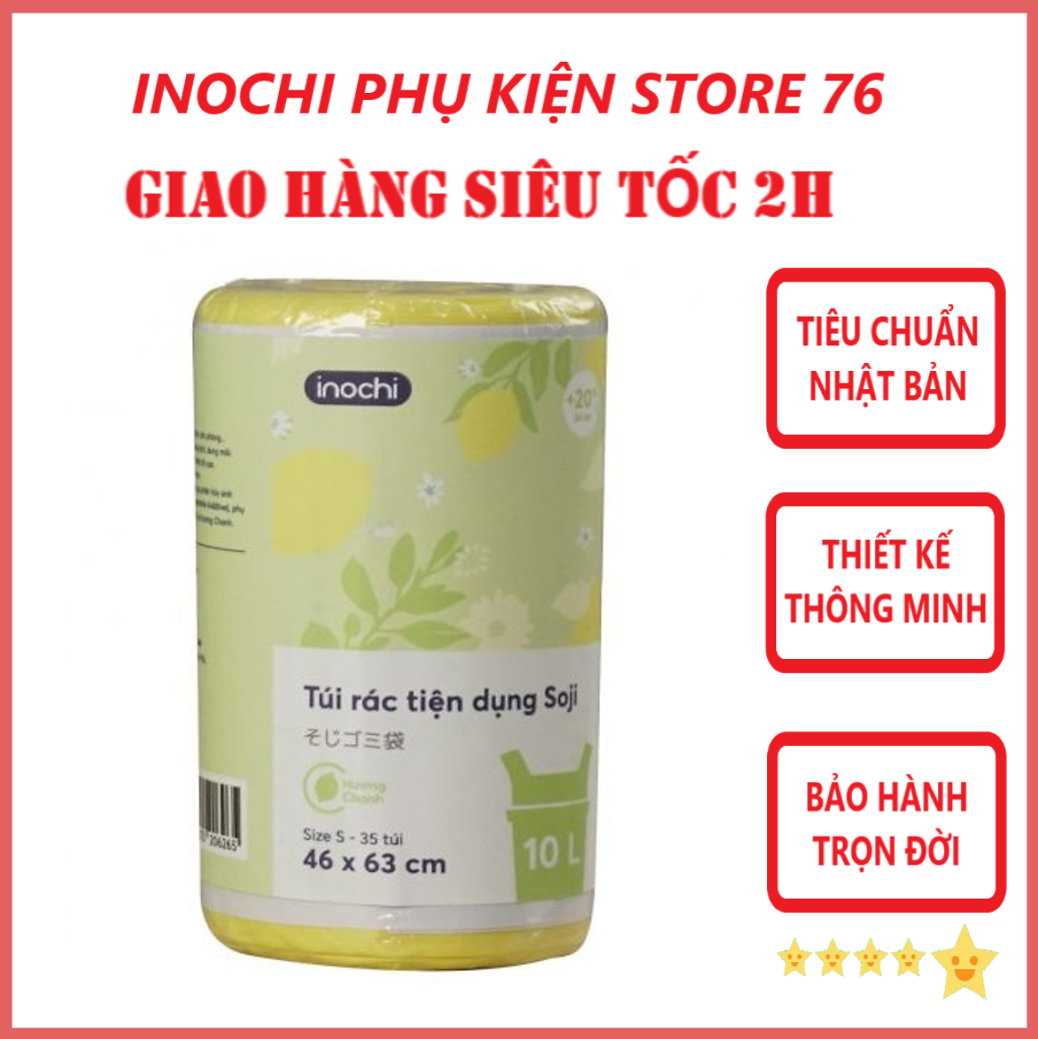 Túi Rác Tiện Dụng Soji Nhiều Hương Nhiều Cỡ Xuất Nhật , EU - Hàng Chính Hãng Inochi ( Tặng kèm khăn lau pakasa) Giao màu ngẫu nhiên