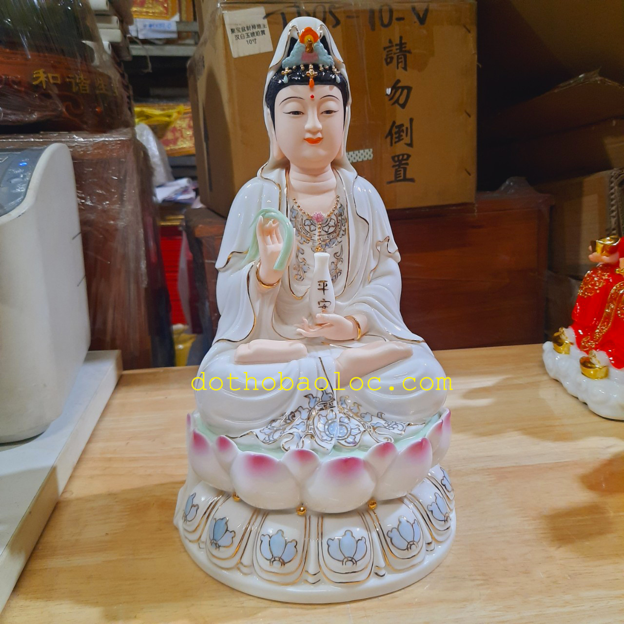 Tượng Quan Âm men sứ cao cấp nhập khẩu cao 31cm