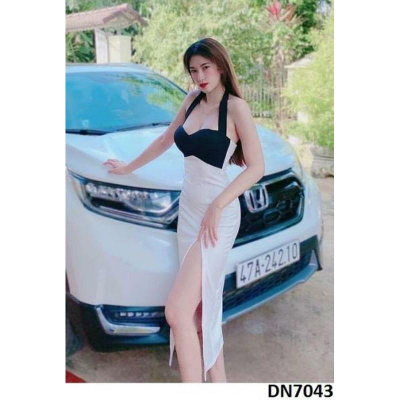 Đầm body hở ngực xẻ tà sexy