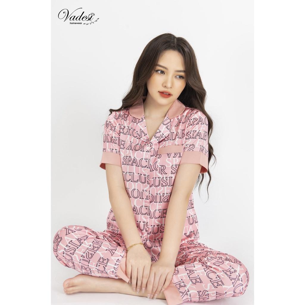 Bộ Đồ Ngủ Nữ Pijama Quần dài tay ngắn Họa Tiết Đẹp Chất Lụa Cao Cấp Thoáng Mềm, Thấm Hút Co Giãn Nhẹ - Vadesi