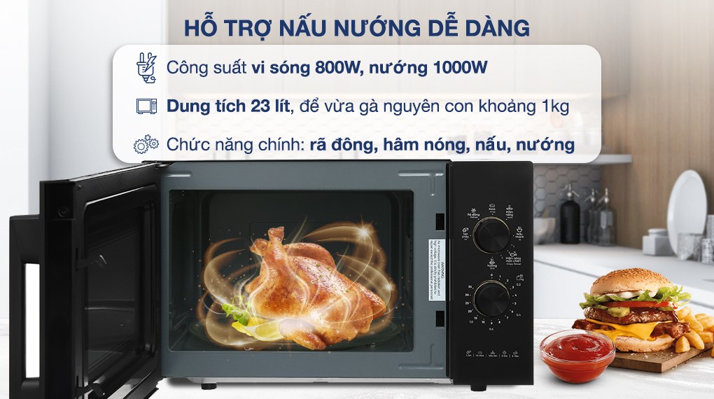 Lò vi sóng để bàn tích hợp nướng đối lưu Electrolux 23L - EMG23K22B[Hàng chính Hãng]