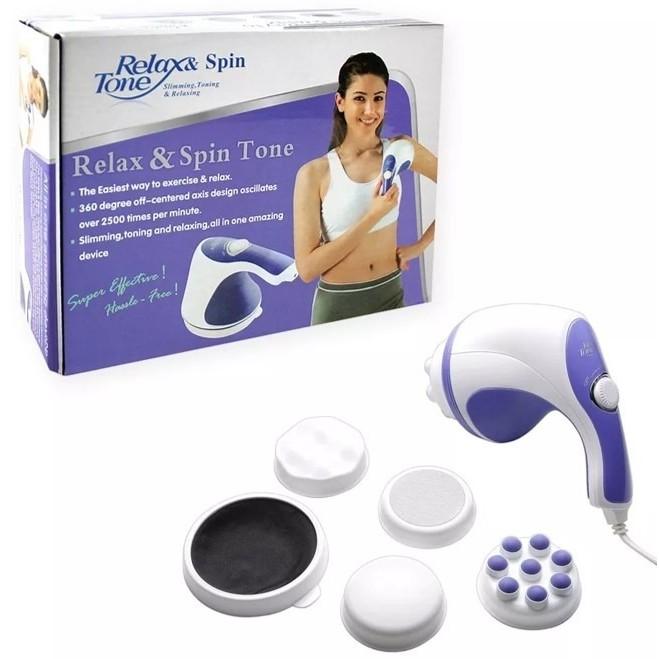 Máy Massage Cầm Tay Relax & Spin Tone - Máy Mát Xa Đánh Tan Mỡ Bụng, Massage Toàn Thân 5 Đầu.