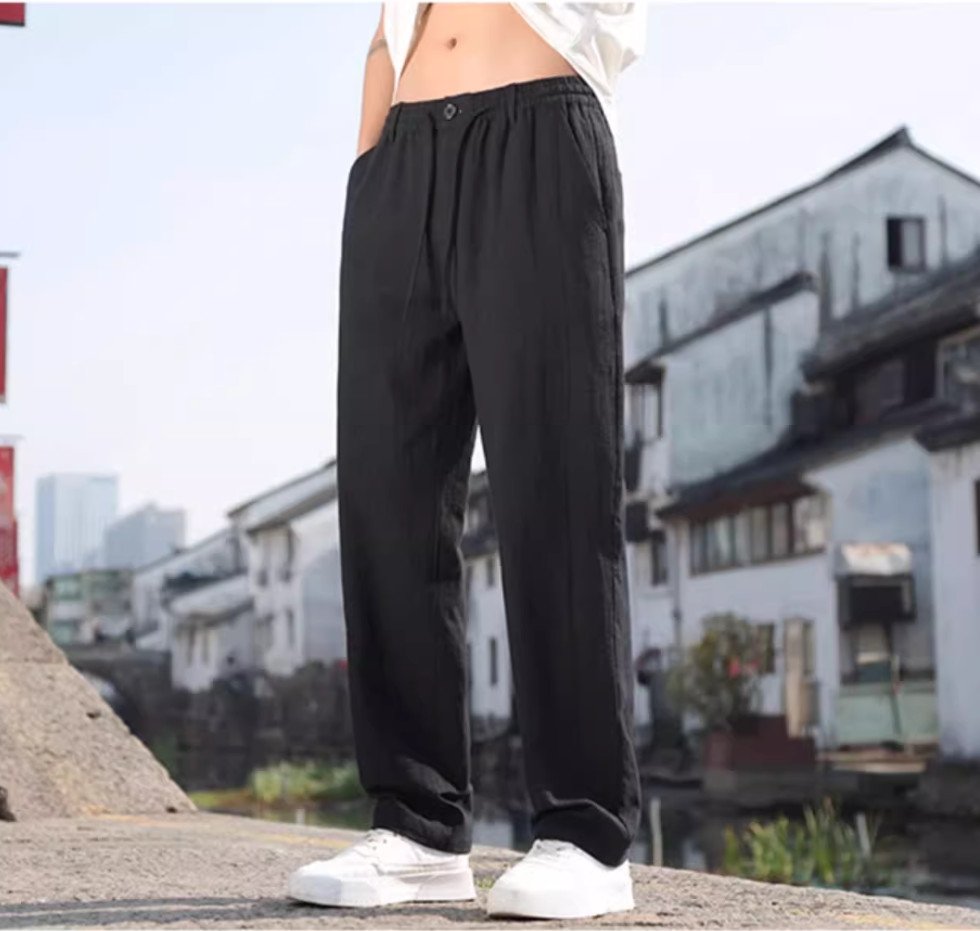 Quần dài nam ống suông, cạp có dây rút khuy cài, lịch lãm, sang trọng, phong cách Hàn Quốc qd11