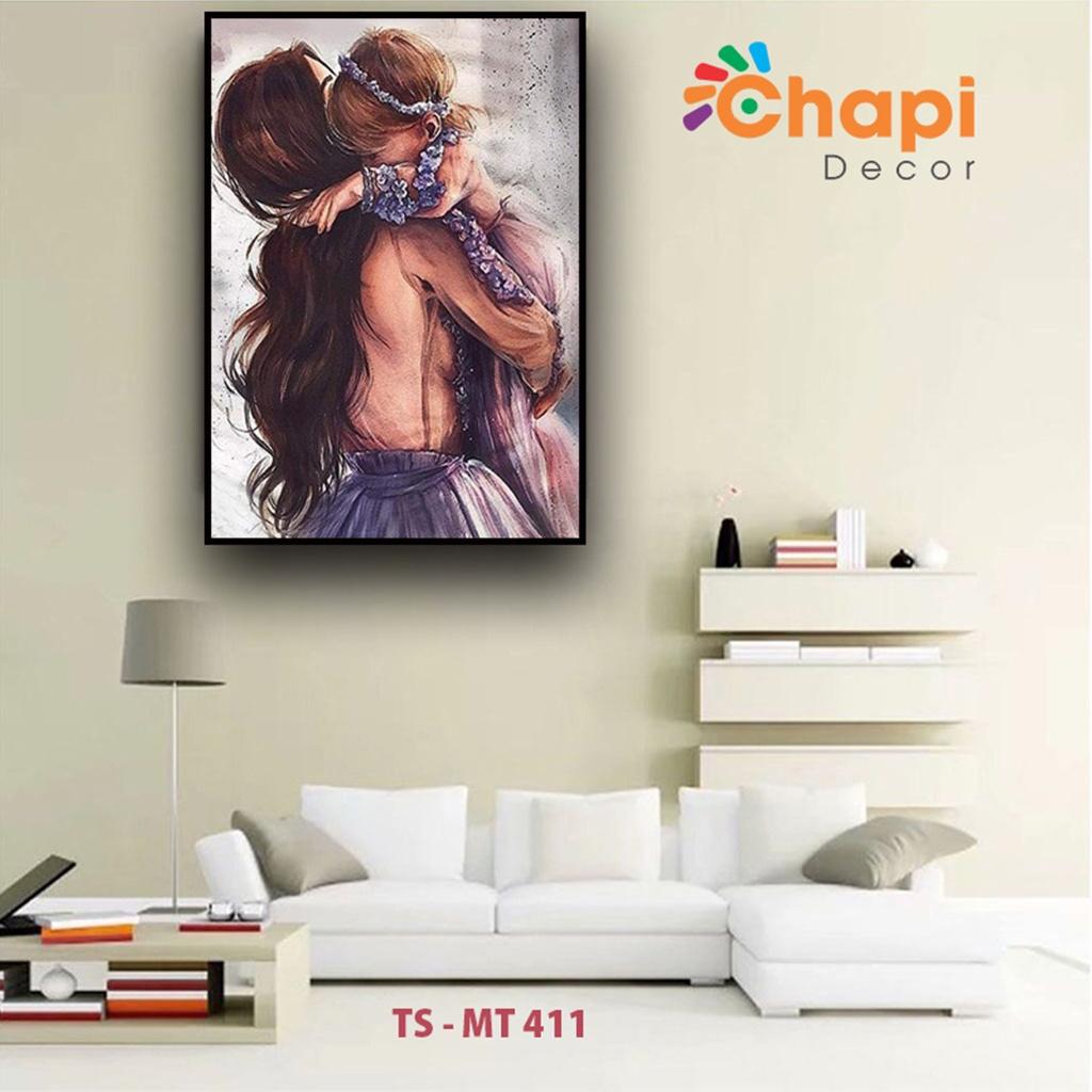 Tranh sơn dầu tự tô số hóa TÌNH MẪU TỬ Size 40x50, 50x65cm