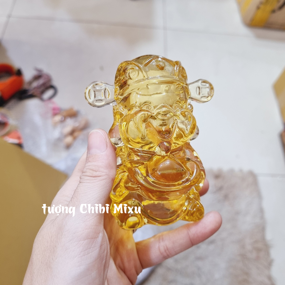Tượng Thần Tài lưu ly may mắn 10cm