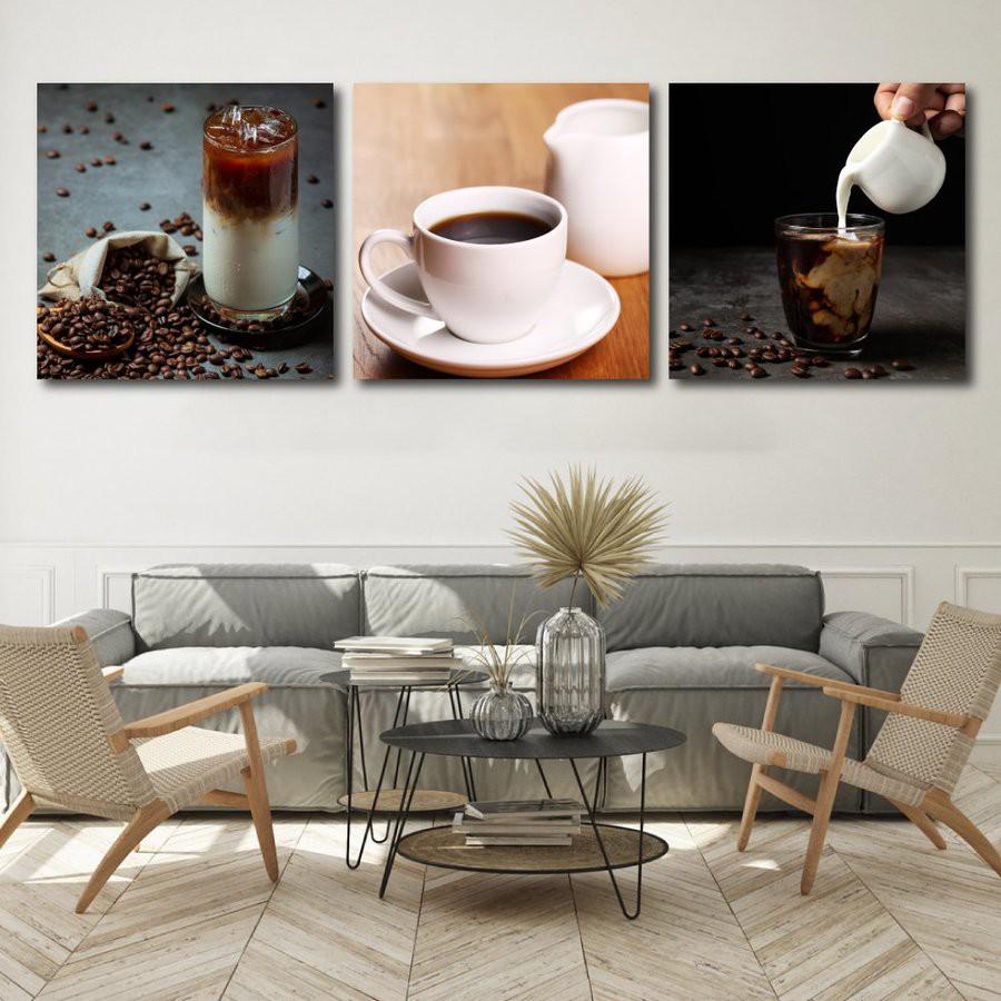 Tranh canvas treo tường coffee - Tranh canvas treo tường giá rẻ - Tặng kèm đinh 3 chân chuyên dụng không cần khoan tường