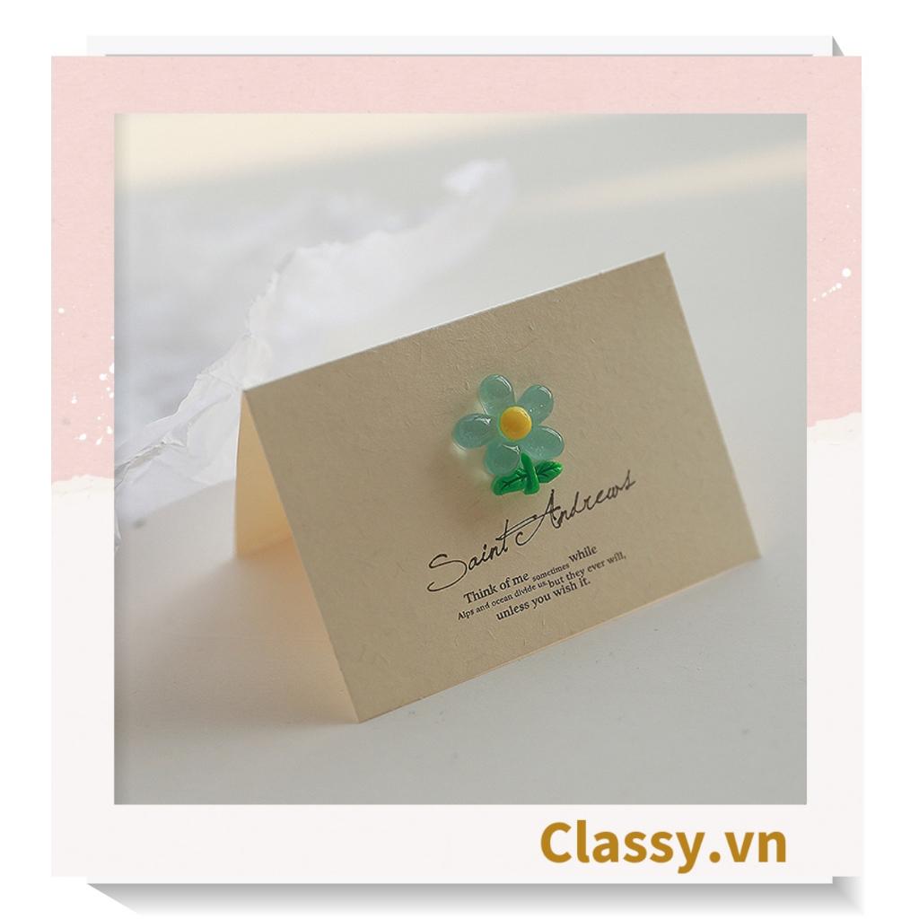 Thiệp chúc mừng Classy , thiệp đính hoa nhựa đẹp tinh tế, quà tặng sinh nhật, lễ hội Q1496