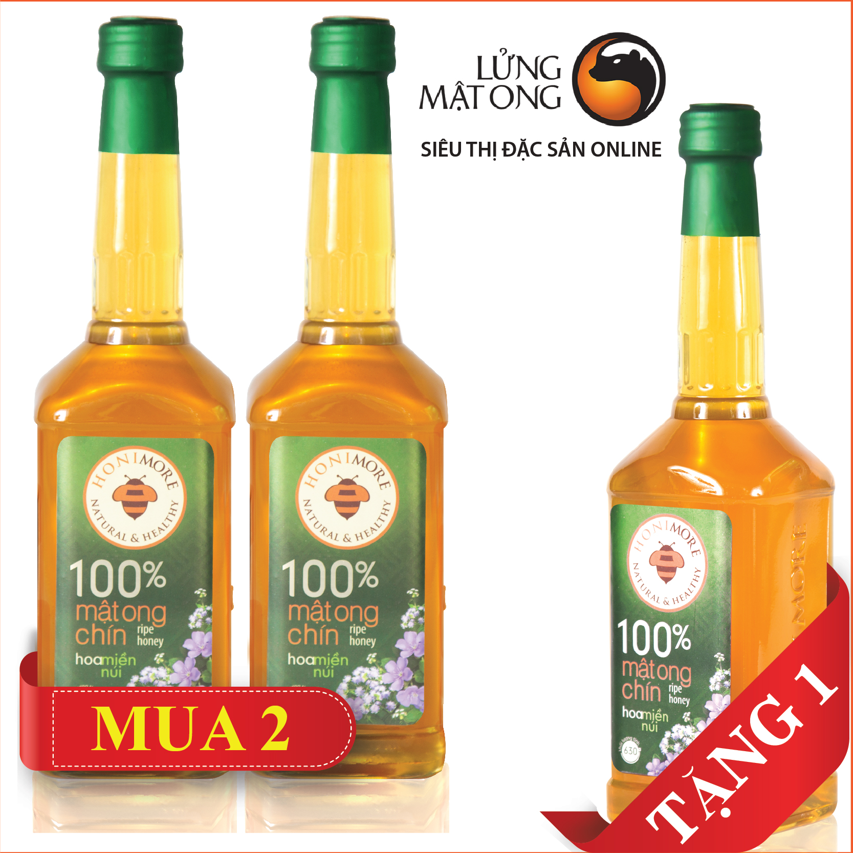 Honimore Mật ong chín Hoa Miền Núi 630g - MUA 2 TẶNG 1 CHAI CÙNG  SIZE