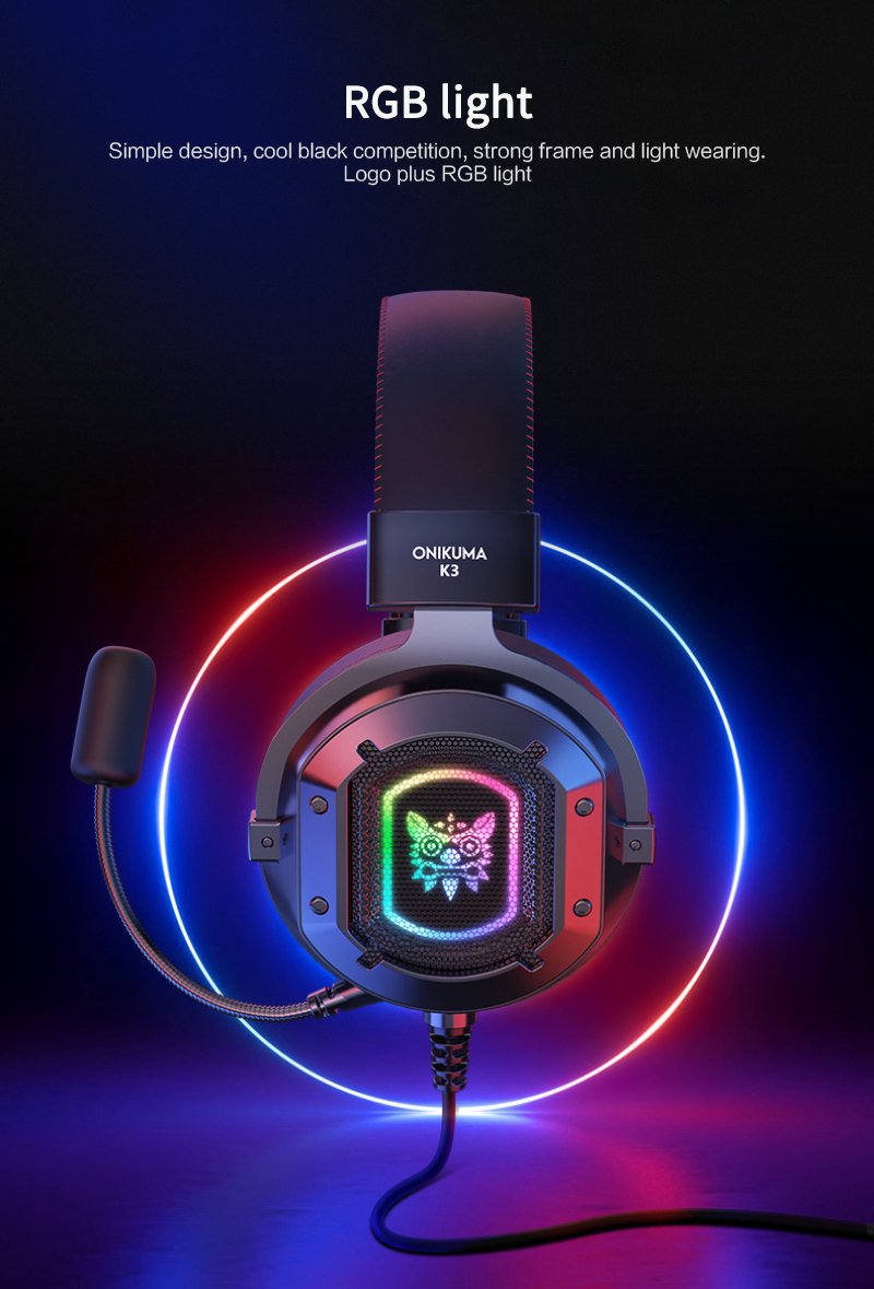 Tai Nghe Chơi Game ONIKUMA K3 Có Mic Và Tai Nghe Chơi Game Khử Tiếng Ồn Với Đèn Led, Cho Điện Thoại Di Động Máy Tính Xách Tay PS4 PS5 PC XBOX