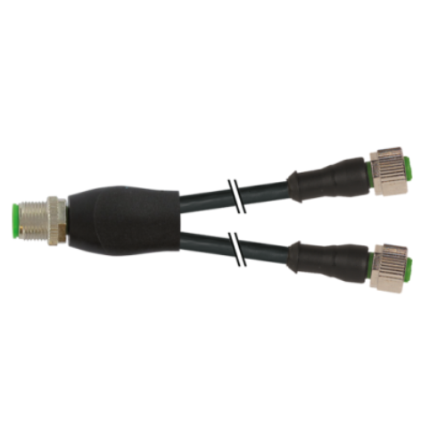 Y-Distributor M12 male / M12 female 0° A-cod. PUR 3x0.34 bk UL/CSA 5m