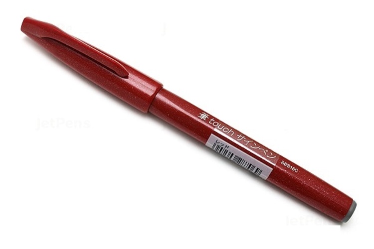 Bút lông viết chữ calligraphy Pentel Fude Touch Brush Sign Pen - Màu đỏ (Red)