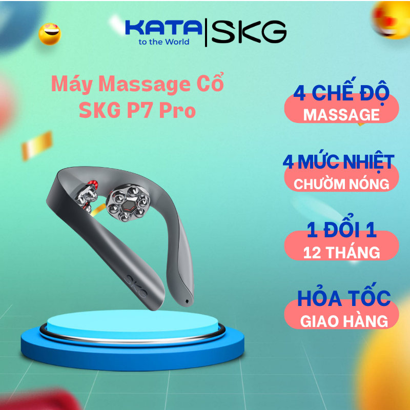 Máy mát-xa Cổ SKG P7-Pro massage xung điện, con xoay vật lý,chườm nóng hồng ngoại, mang đi làm, đi công tác, du lịch tiện lợi giảm stress, đau mỏi
