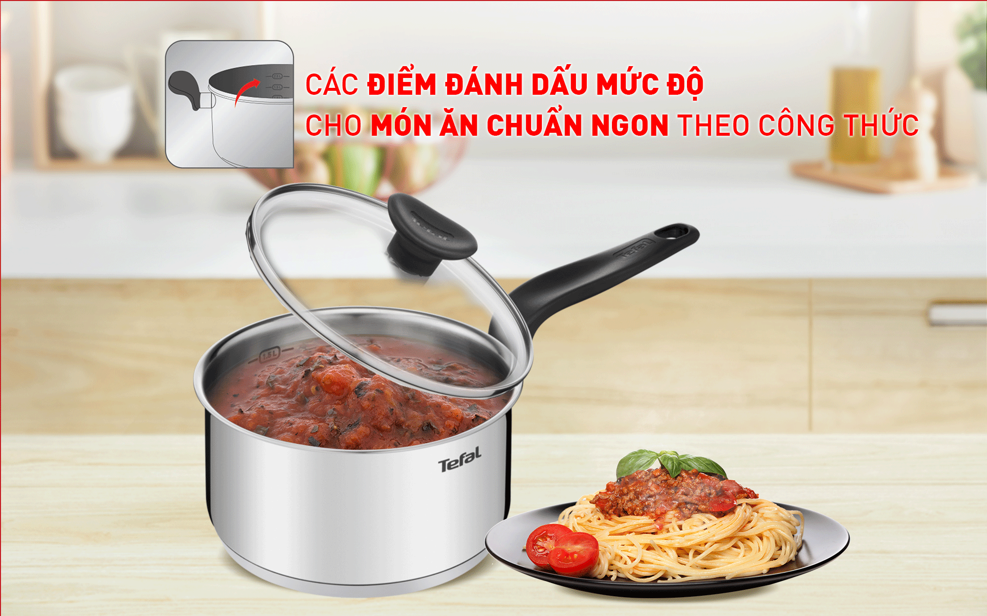 Bộ 3 nồi Inox cao cấp Tefal Primary (nồi cán dài 1.5L, nồi 3L và 5.3L)- Hàng chính hãng