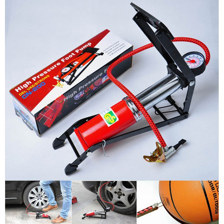 Bơm Đạp Chân Mini Thiết Kế Nhỏ Gọn Loại 1 Piston Đa Năng Dễ Dàng Bơm Xe Đạp, Xe Máy, Ô Tô, Tiện Lợi.