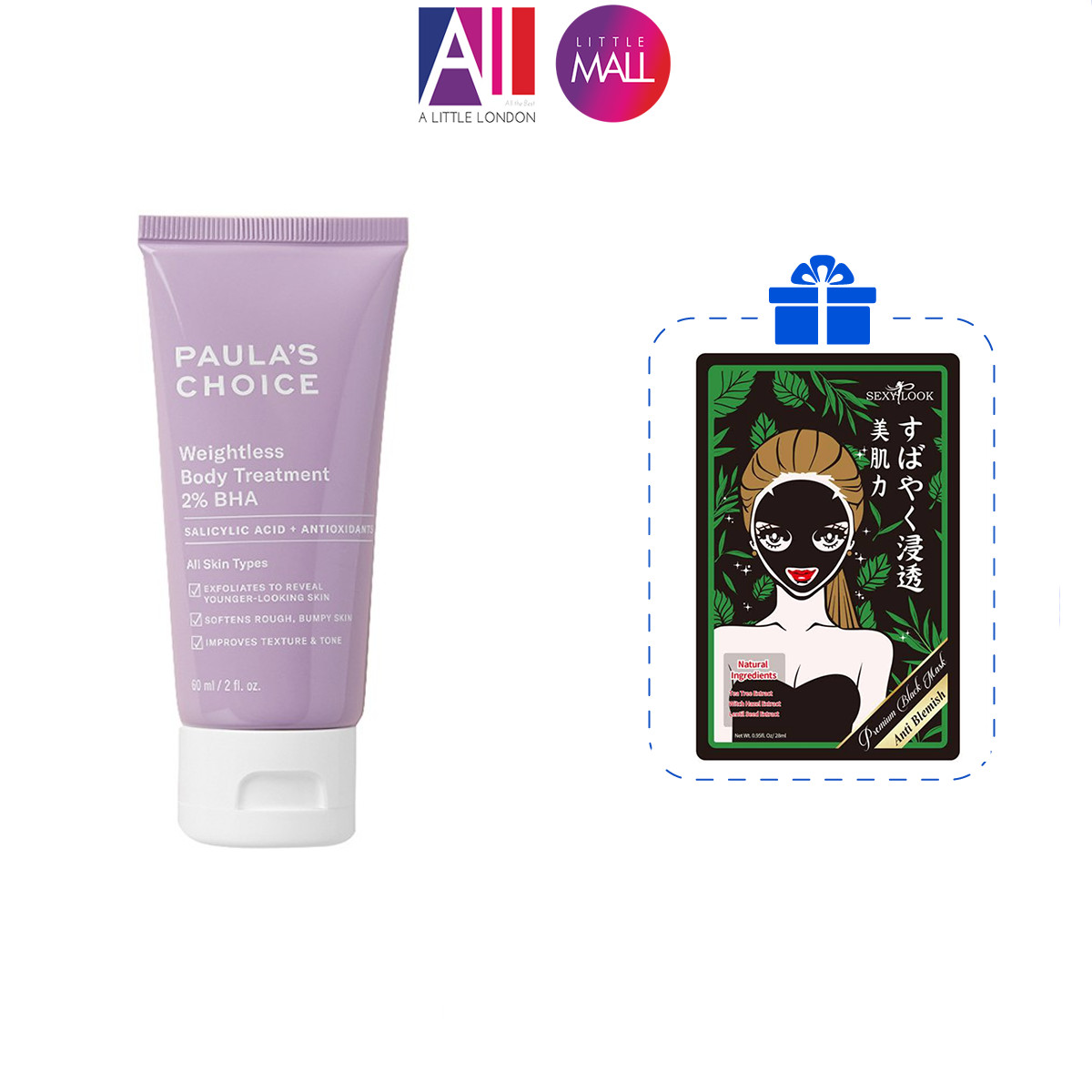Kem dưỡng thể chứa 2% BHA Paula's Choice weightless body treatment 2% BHA TẶNG mặt nạ Sexylook