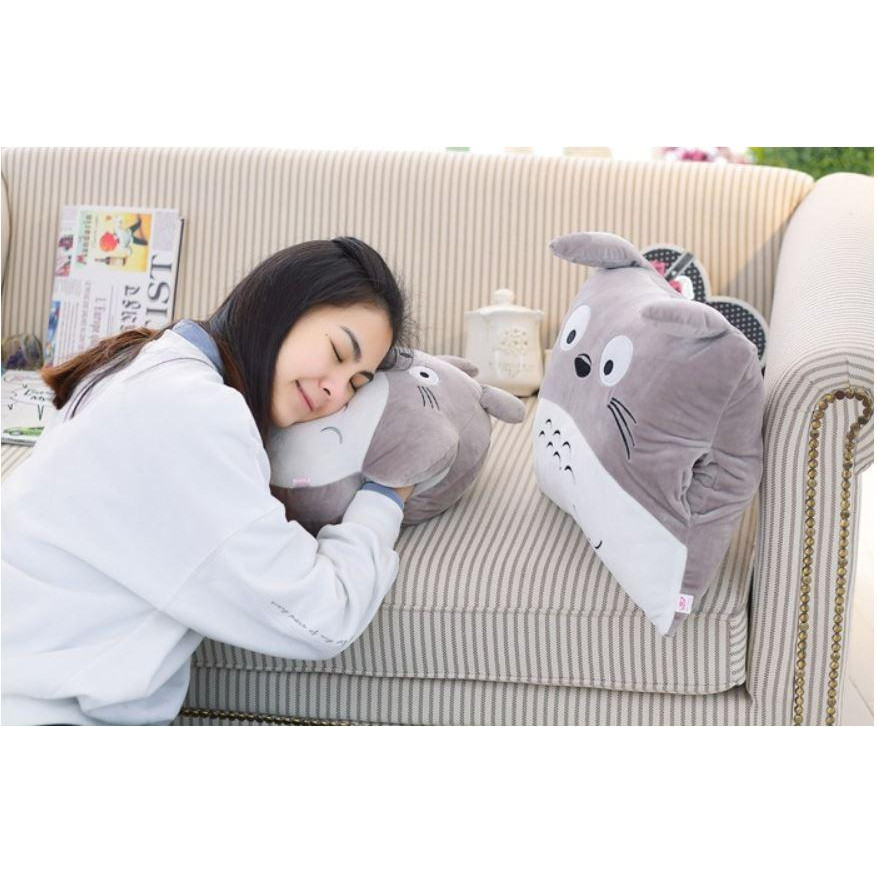 Chăn gối văn phòng 3in1 đa năng Totoro xám