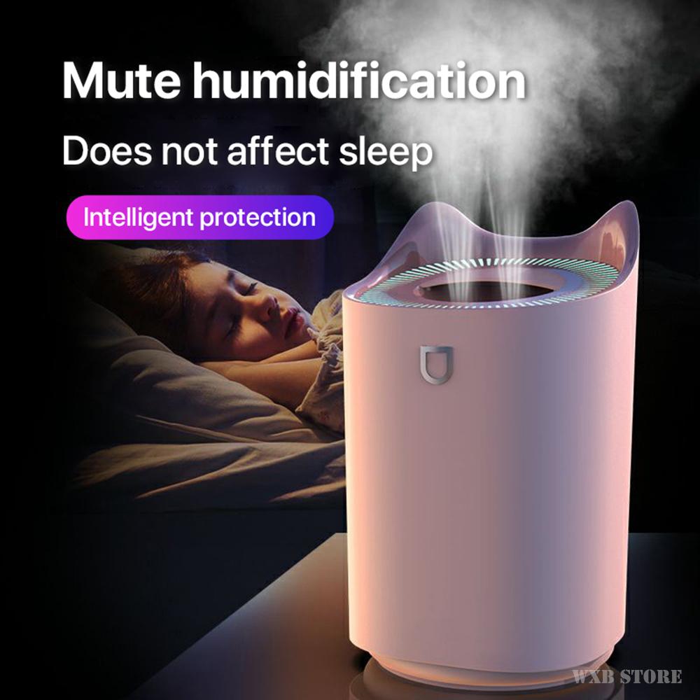 3L Máy Tạo Độ Ẩm Không Khí Đôi Vòi Phun Ẩm Khuếch Tán USB Hương Thơm Máy Khuếch Tán Tinh Dầu Lộc Coloful LED Siêu Âm Khuếch Tán Hương Thơm