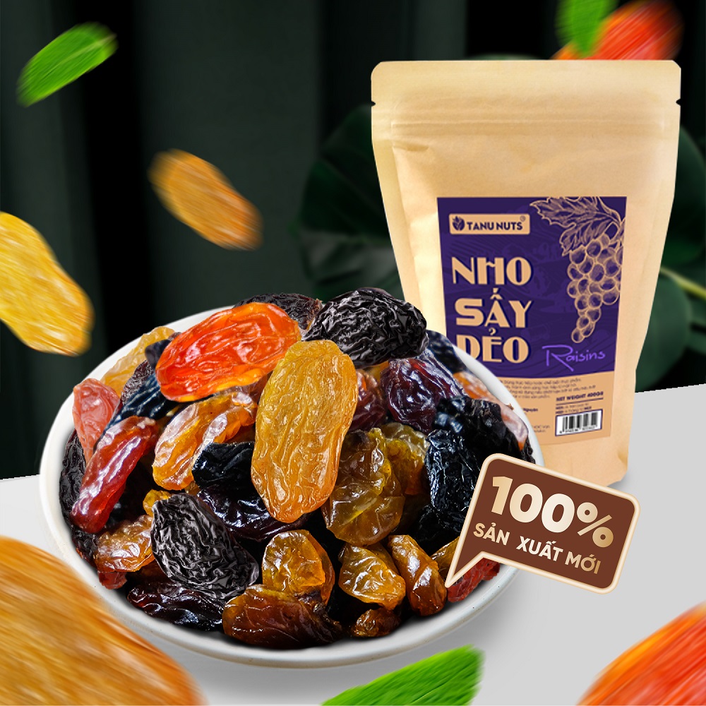 Nho khô Chile Raisins TANU NUTS 3 màu sấy chua ngọt không đường 400g