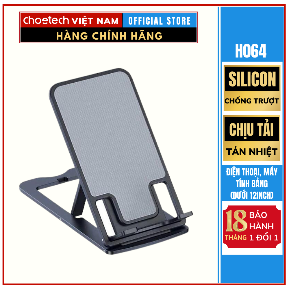Giá đỡ điện thoại, máy tính bảng siêu mỏng có thể gấp gọn và điều chỉnh chiều cao Choetech H064