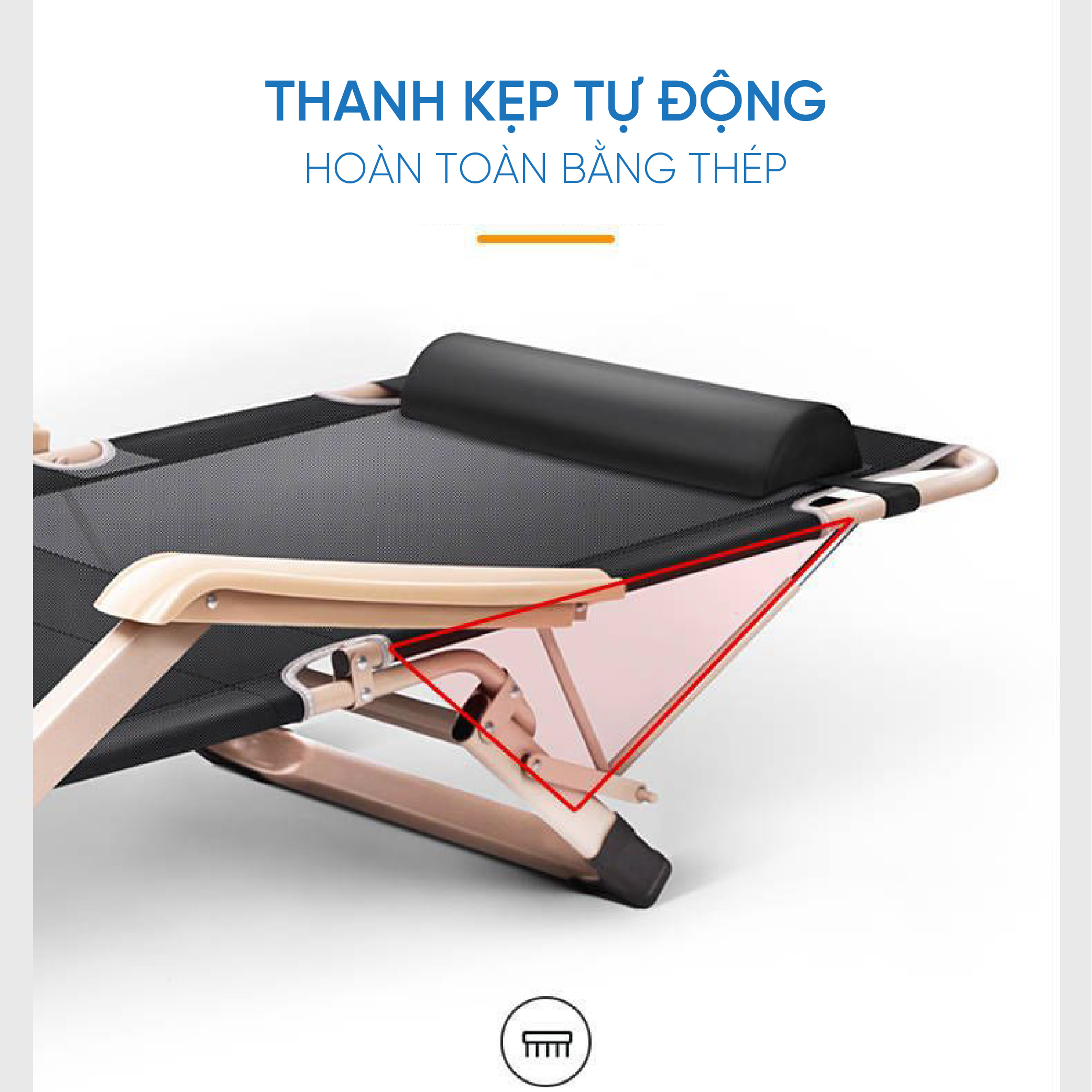 Ghế Thư Giãn, Ghế Ngủ Văn Phòng Gấp Gọn Takara TG-10 Khung Thép chắc chắn