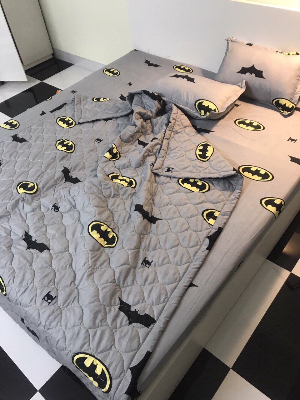 Bộ Chăn Ga Gối Poly Cotton Hè Thu 5 Món Batman