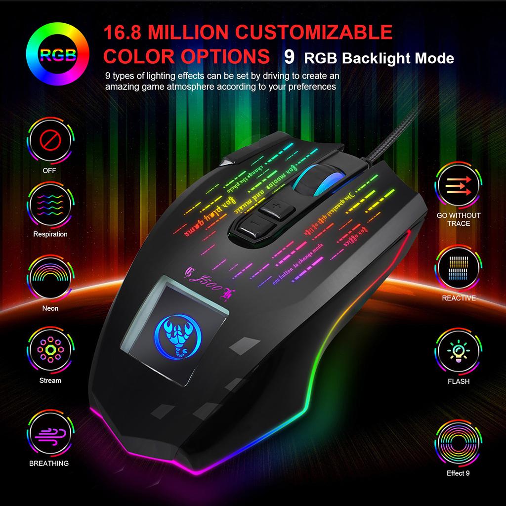 Gaming Mouse Wired - Computer Laptop Mouse Wired Gaming Mouse, USB Mouse with LED Backlight, Plug & Play for Laptop, PC