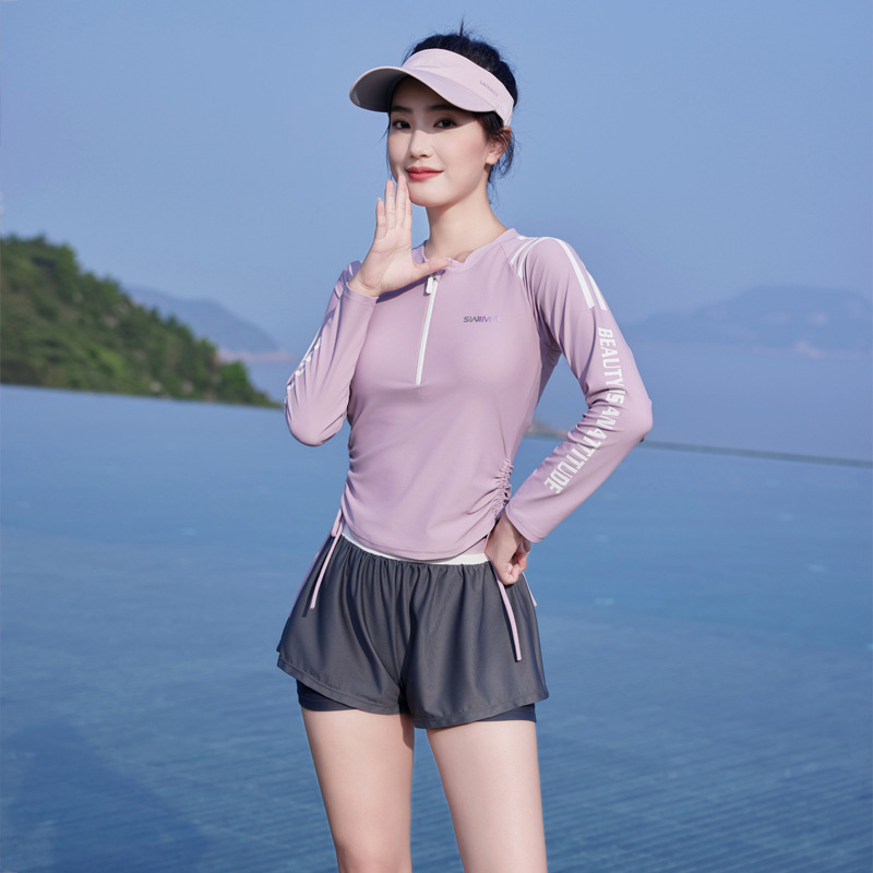 Đồ Bơi Nữ Rời Dài Tay Dây Rút Eo  Cao Cấp