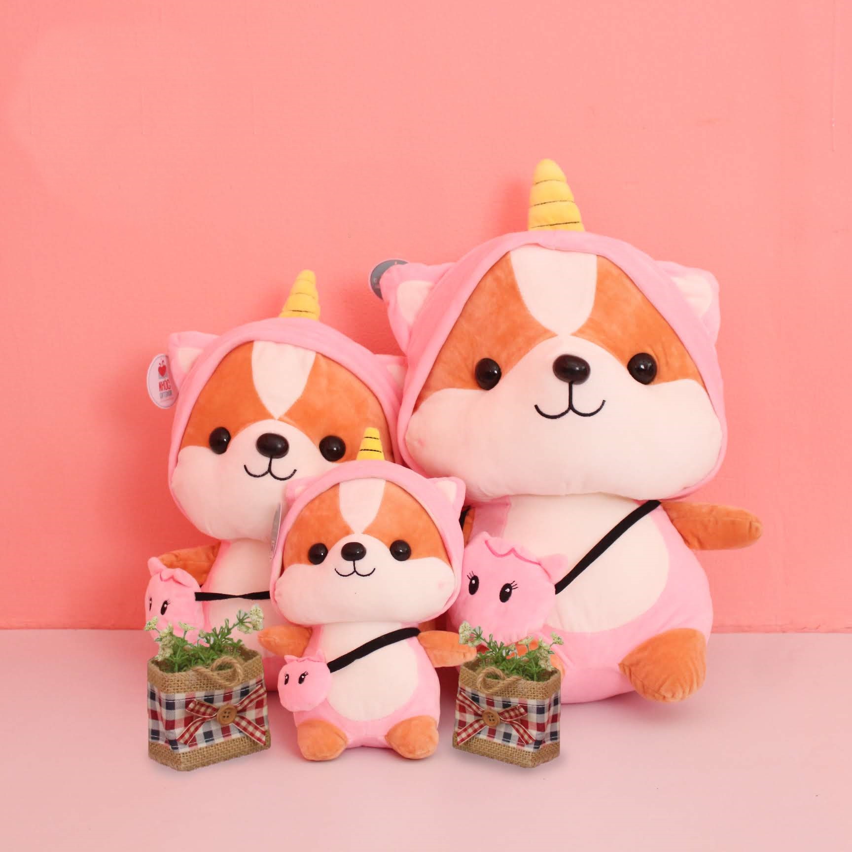 Thú bông Chó Shiba cosplay mặc áo thú