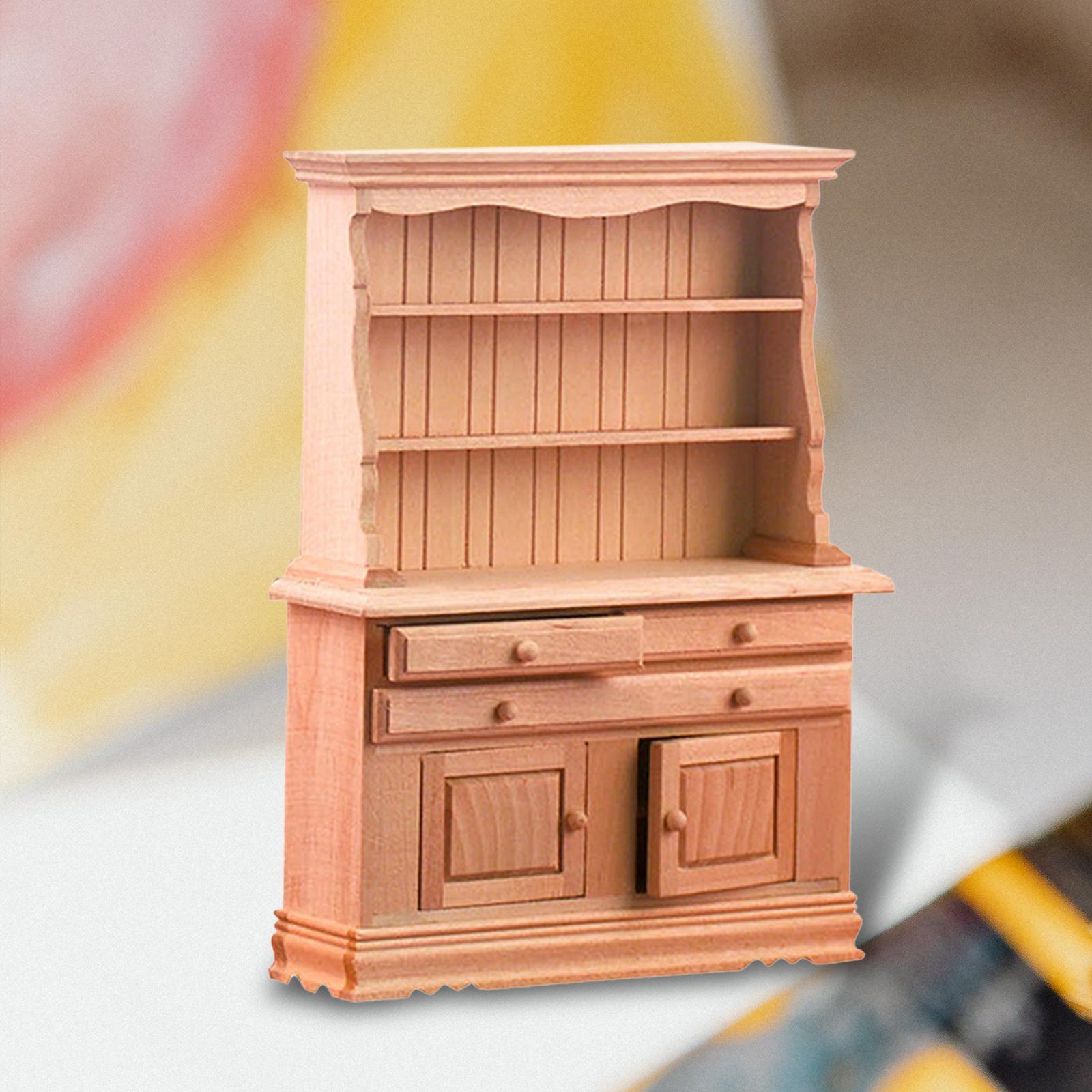 Handmade Dollhouse Cabinet Bookshelf Toy, Kids Pretend Toys Dollhouse Furniture, Dollhouse Decoration for Children Boys Girls Birthday Gifts
