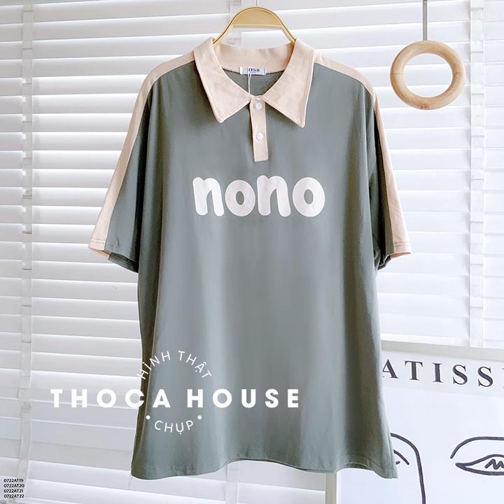 Áo thun polo unisex cotton tay ngắn in chữ nono nhiều màu THOCA HOUSE thời trang, dễ phối đồ