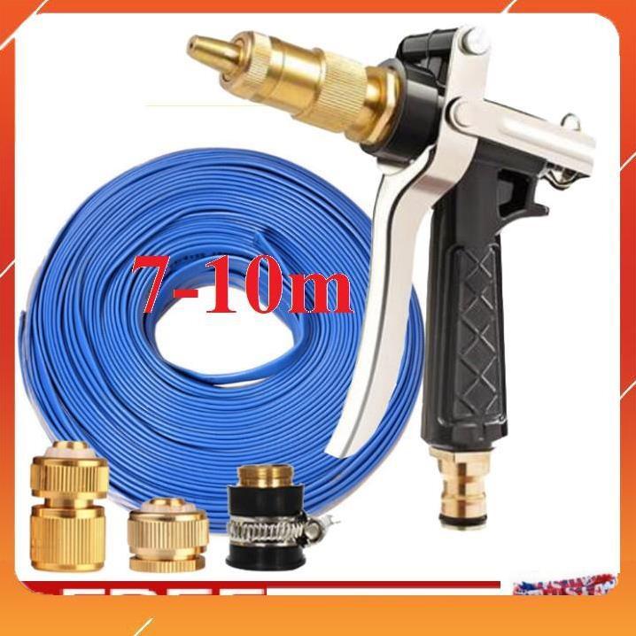 Bộ dây vòi xịt bơm nước tưới rửa , tăng áp 3 lần, loại 7m, 10m 206236 đầu đồng, cút đồng+ khăn phượt
