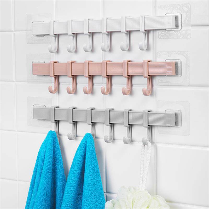 Thanh treo đồ dán tường,tủ quần áo, nhà bếp, có 6 móc chịu lực tốt - HENRYSA