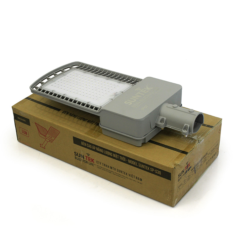 Đèn Đường Cao Áp Năng Lượng Mặt Trời SUNTEK SP-S30 Solar Street Light - Chip Led Nhập Khẩu Siêu Sáng, Hoạt động 22 giờ liên tục, Tự động Bật/Tắt, Chống Nước/Bụi/Sét