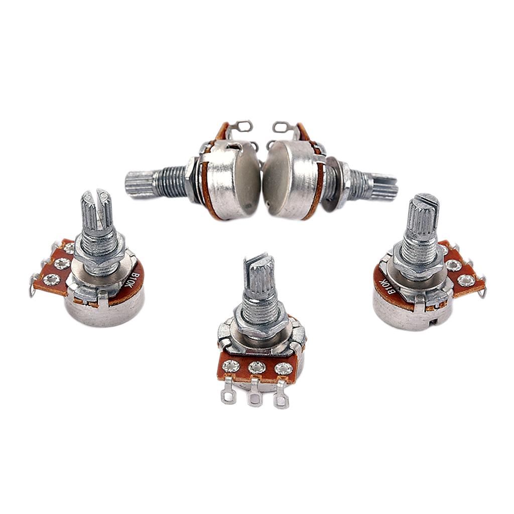 5 Pieces Long Shaft Guitar Potentiometer Pot for Musical Instrument Parts