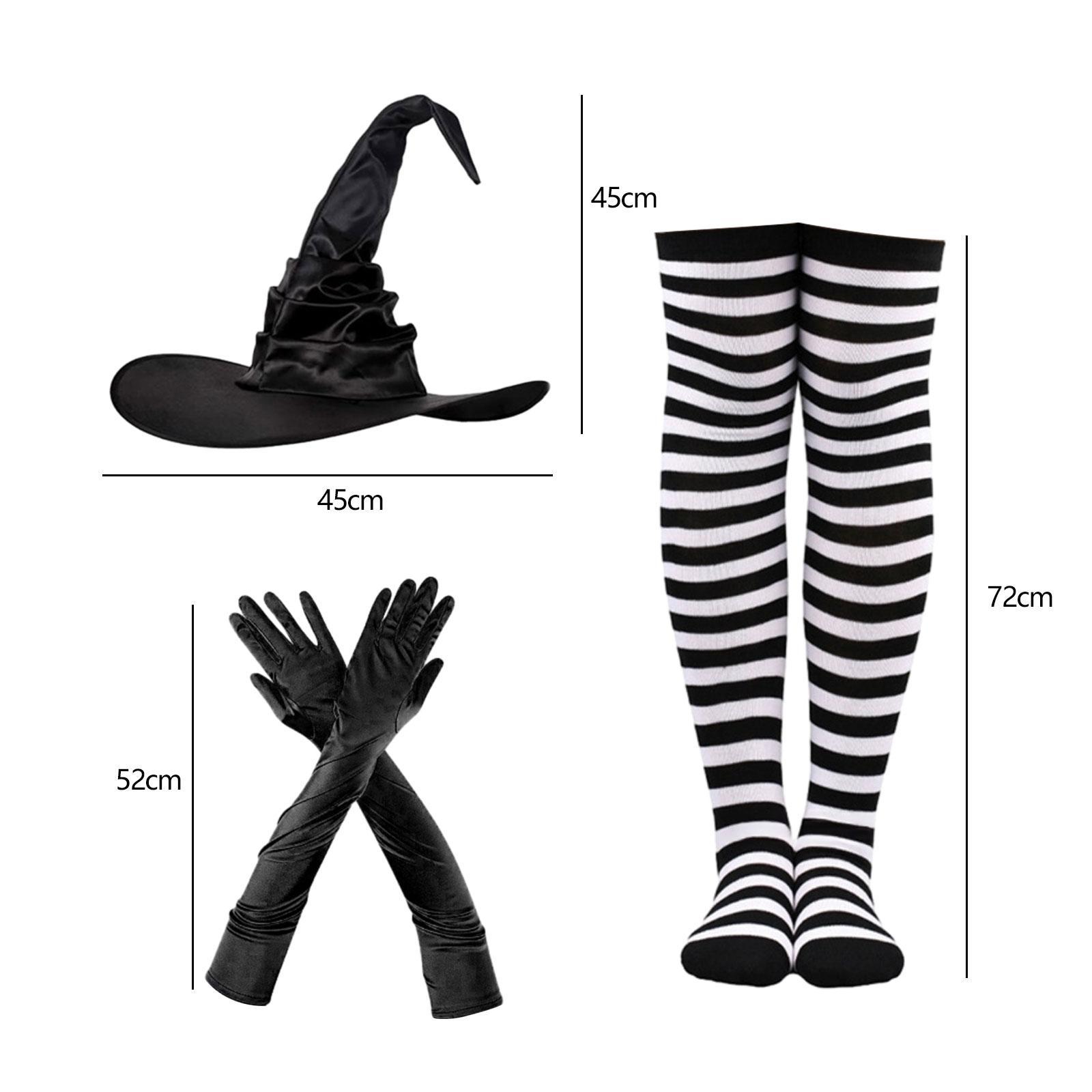 Halloween Witch Costume Set Prop Striped Tights Socks for Masquerade Cosplay