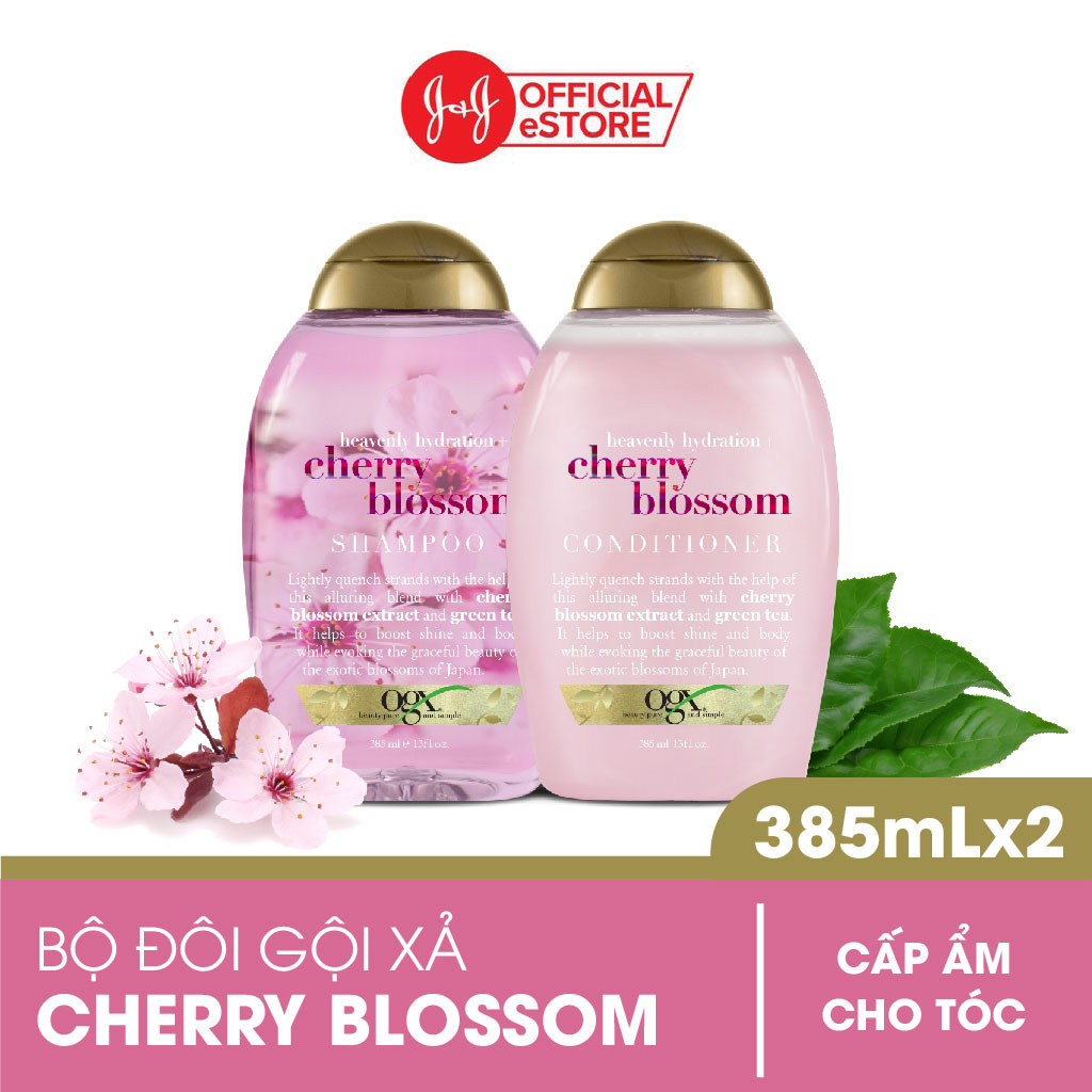 Combo 2 Chai Dầu Gội Và Xả OGX Chiết Xuất Hoa Anh Đào/ Bạch Đàn Bạc Hà - Dung tích 385ml/chai - Cherry Blossom