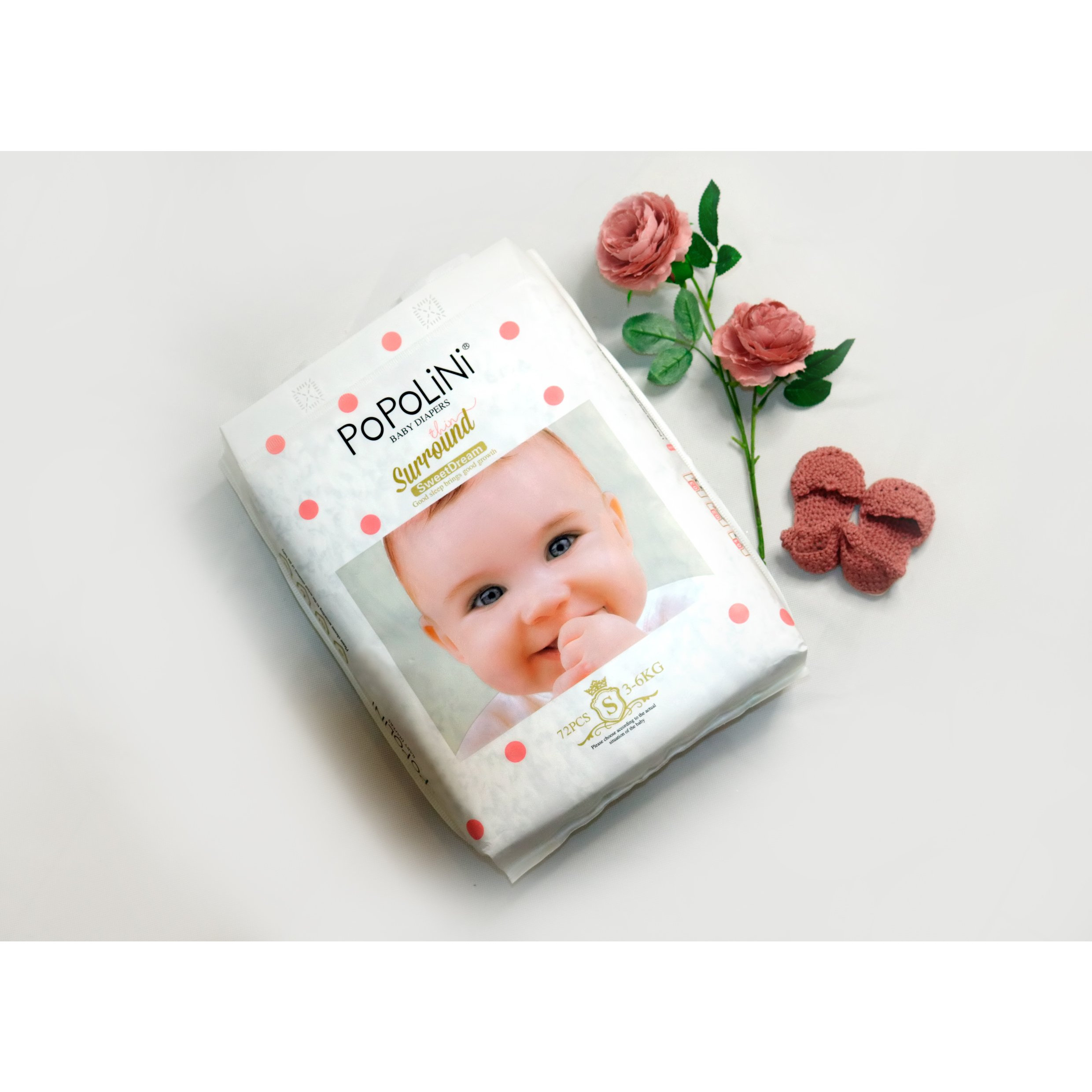 Tã dán Popolini size S 72 miếng 3-6kg