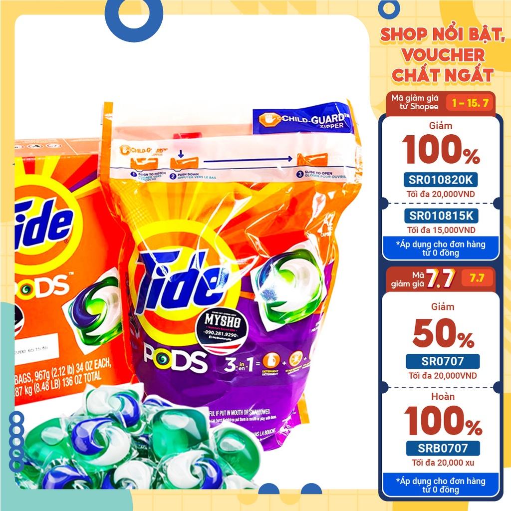 [TÚI 42 VIÊN] Viên Giặt TidePods 3in1. Kết Hợp Nước Giặt - Chất Làm Sáng - Nước Xả Vải. Hàng Chuẩn Mỹ. An Tâm Tuyệt Đối