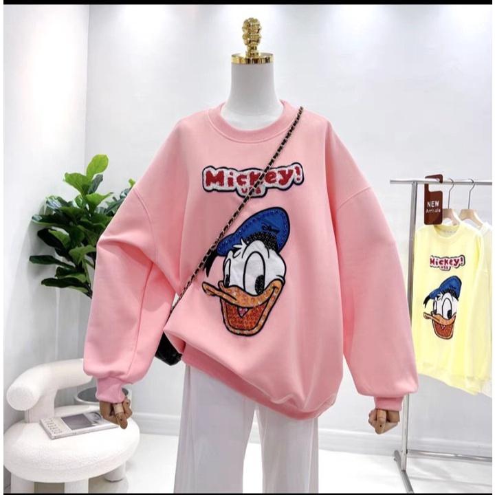 Áo nỉ cổ tròn vịt chất nỉ bông phom thụng từ 37 đến 60kg