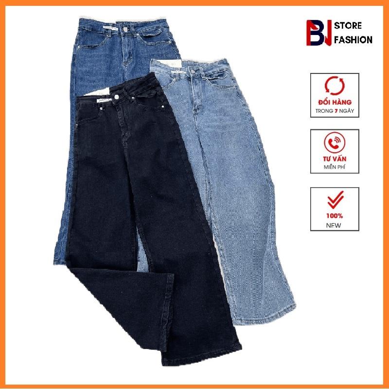 Quần jean baggy nữ rách gối lưng cao ống rộng hàng VNXK