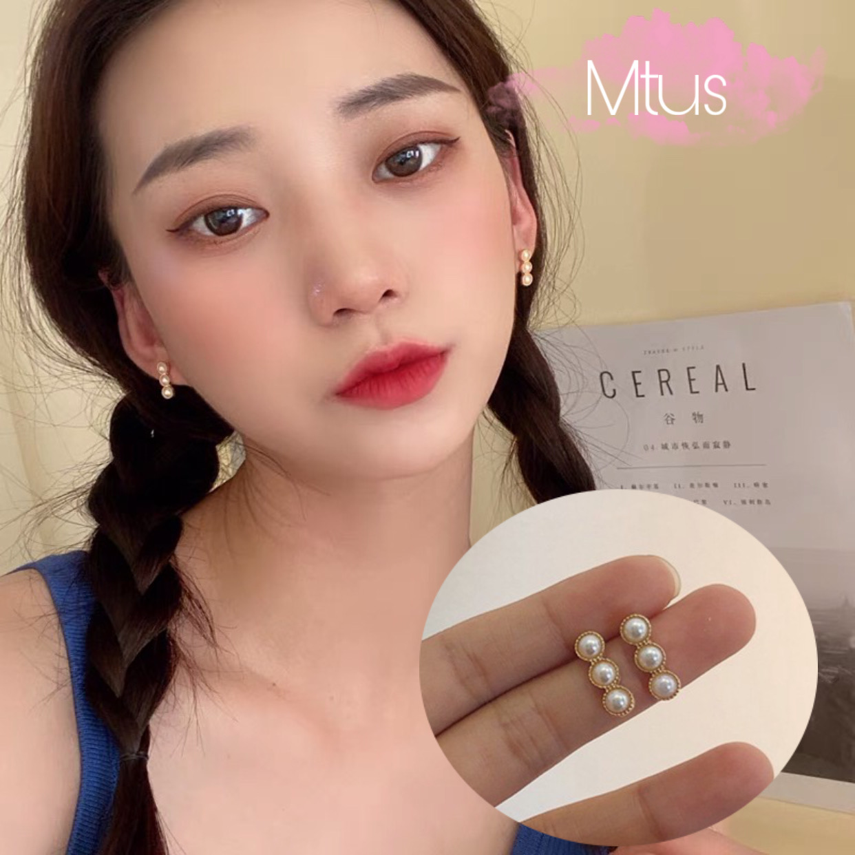 Khuyên tai đính ngọc trai nhân tạo sang chảnh