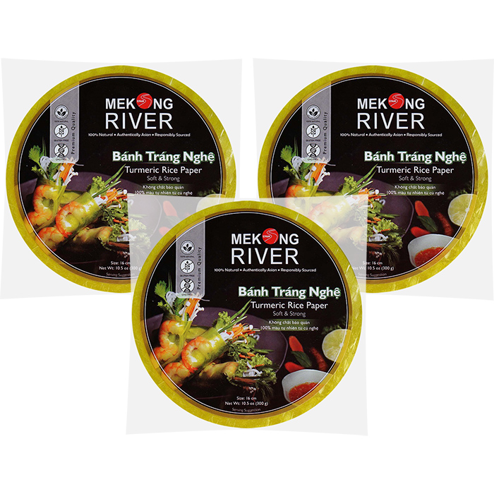 Combo 3 Túi Bánh Tráng Nghệ Mekong River 16cm 300g