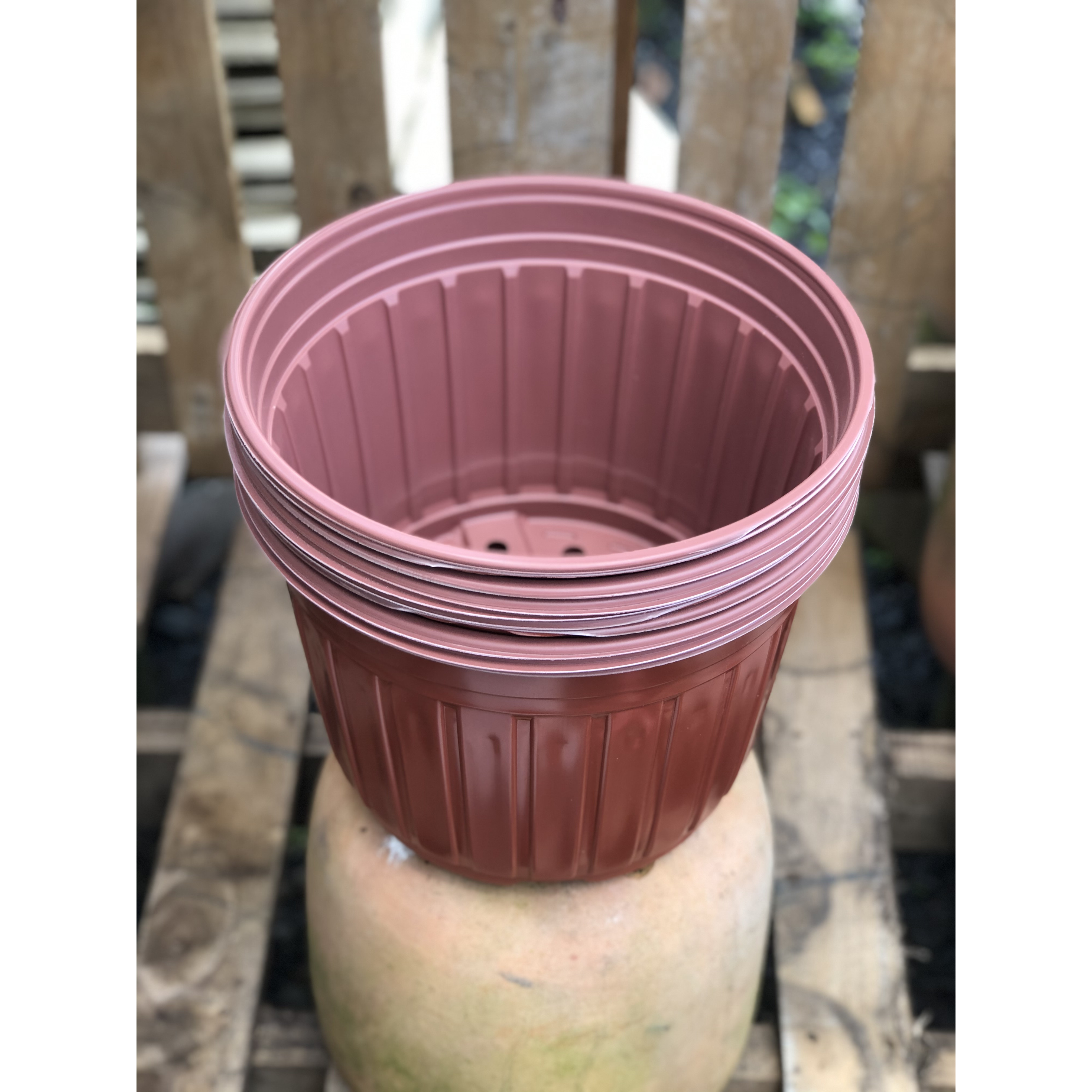 Bộ 10 chậu trồng cây màu nâu kích thước fi 350 x 280 mm