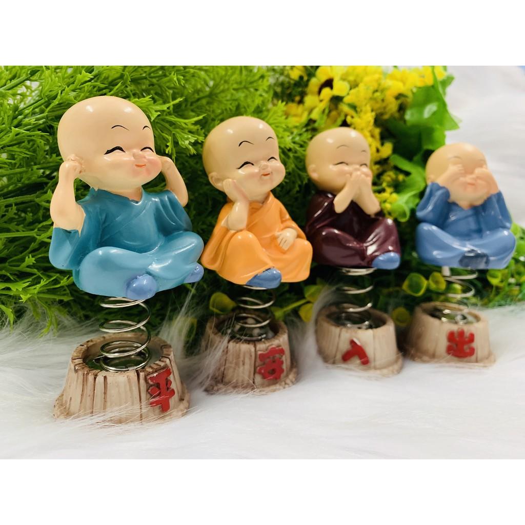 Bộ 4 tượng chú tiểu tứ không tọa đế lò xo