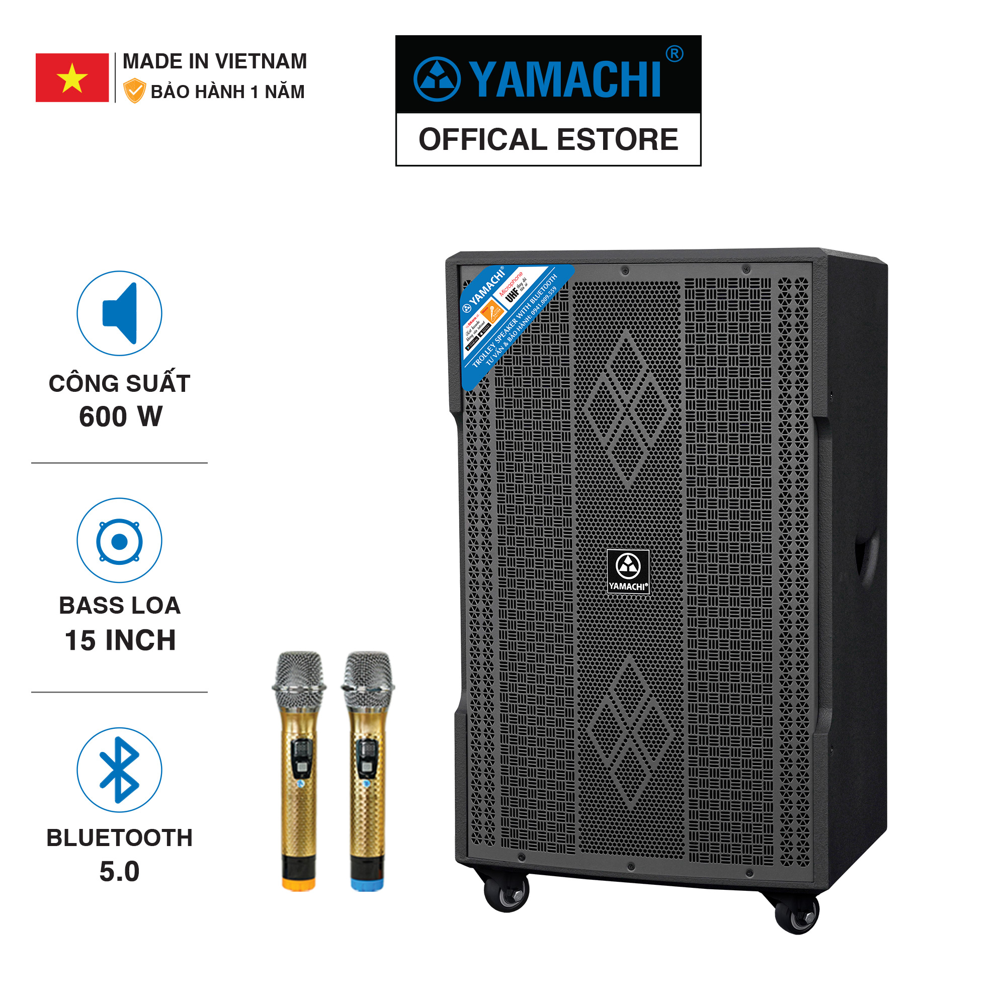 Loa Karaoke Yamachi KS-15000A bass 40cm ( 4 tấci ) công suất 600W sản xuất tại Việt Nam - [ Bảo hành 12 tháng ] - HÀNG CHÍNH HÃNG