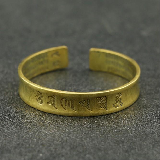 KHO-HN * Vòng tay đồng vàng khắc Lục Tự Chân Ngôn và Bát Nhã Chân Kinh